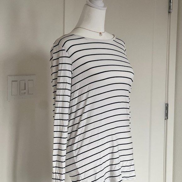 Club Monaco Navy Striped Long Sleeve Linen - Picture 7 of 12